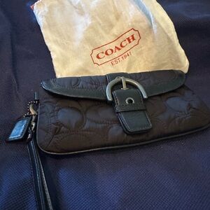 Coach Black Quilted Wristlet with Buckle